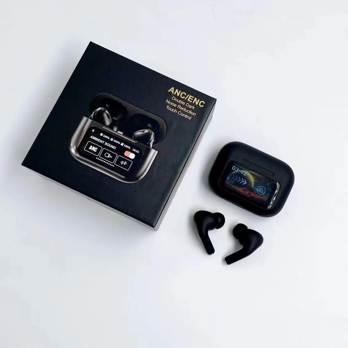 Premium Airpods With LCD - BLACK